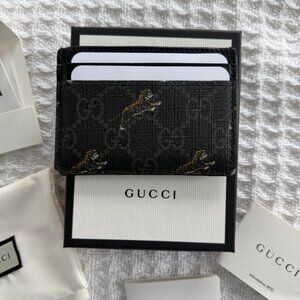 Gucci Tiger Print Card Holder Wallet - 100% Authentic